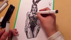 Play Hot Brunette in Latex: Quick Sketch Porno with a Naughty Finish